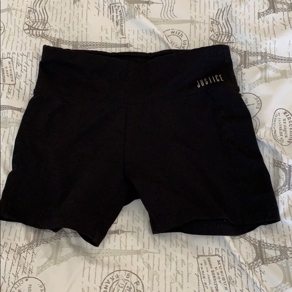 Girls justice black active wear shorts